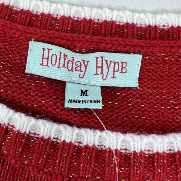 Holiday HYpe Christmas Sweater Womens Medium Santa with Sunglasses Modern NWT - Picture 3 of 5